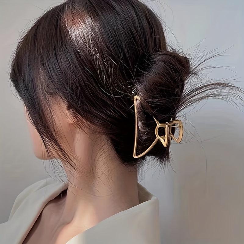 Golden Metal Hair Clip Zinc Alloy Hair Claw Classy Hair Accessory
