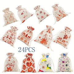 Christmas DIY Countdown Advent Calendar Fabric Gift Bags Set 24pcs