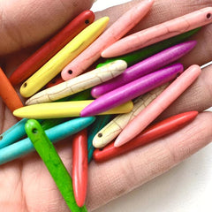 20pcs Needle Shaped Turquoise Beads DIY Stone Loose Beads For Jewelry Making