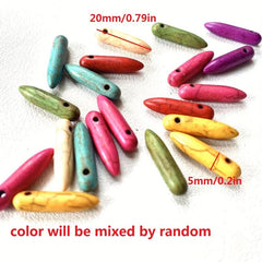 20pcs Needle Shaped Turquoise Beads DIY Stone Loose Beads For Jewelry Making