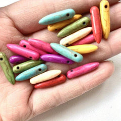 20pcs Needle Shaped Turquoise Beads DIY Stone Loose Beads For Jewelry Making