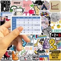 100pcs Funny Math Stickers Students Math Related Vinyl Waterproof Stickers