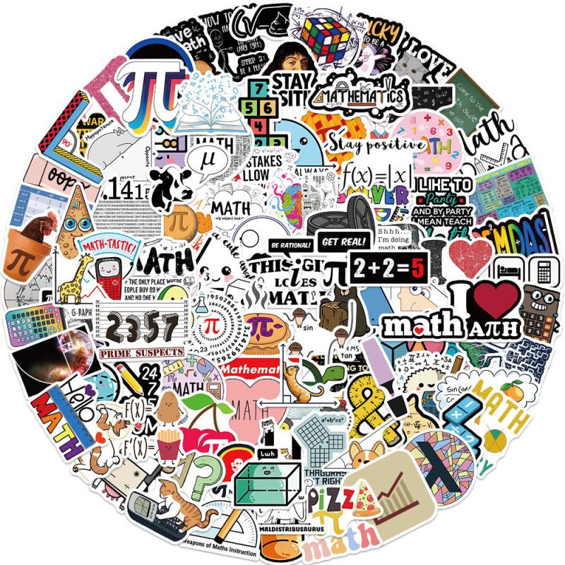 100pcs Funny Math Stickers Students Math Related Vinyl Waterproof Stickers
