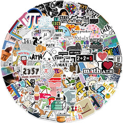 100pcs Funny Math Stickers Students Math Related Vinyl Waterproof Stickers