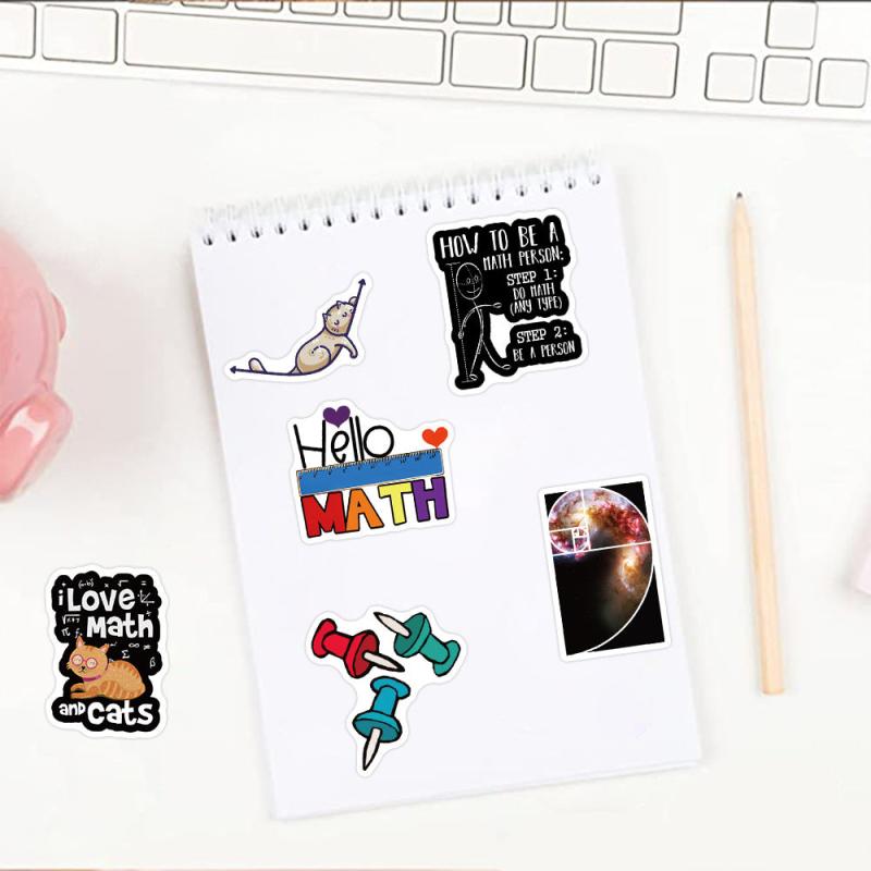 100pcs Funny Math Stickers Students Math Related Vinyl Waterproof Stickers