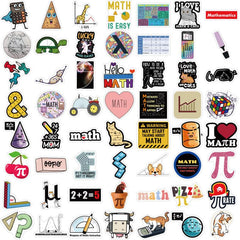 100pcs Funny Math Stickers Students Math Related Vinyl Waterproof Stickers