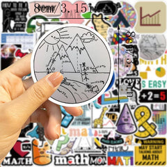 100pcs Funny Math Stickers Students Math Related Vinyl Waterproof Stickers