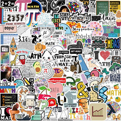 100pcs Funny Math Stickers Students Math Related Vinyl Waterproof Stickers