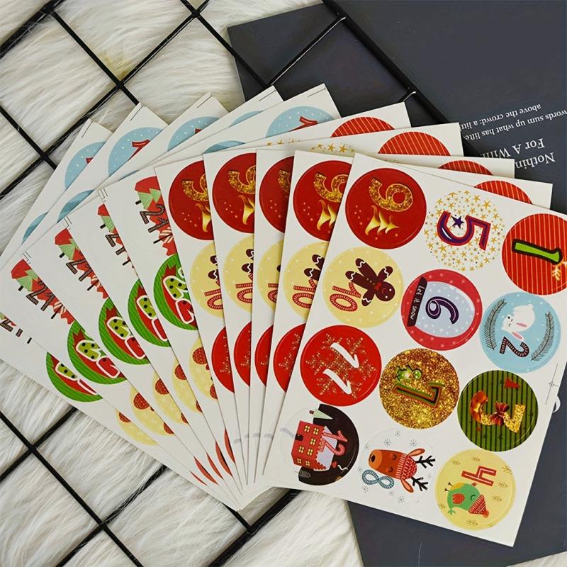 Christmas Advent Calendar Stickers 24 Number Countdown Stickers
