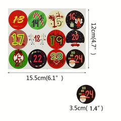 Christmas Advent Calendar Stickers 24 Number Countdown Stickers