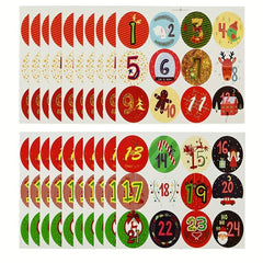 Christmas Advent Calendar Stickers 24 Number Countdown Stickers