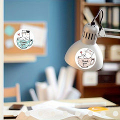 500pcs Cartoon Coffee Cup Thank You Stickers Roll