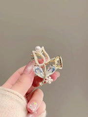Small Rhinestone Flower Hair Clip Women Girls Daily Party Decor Gift Props