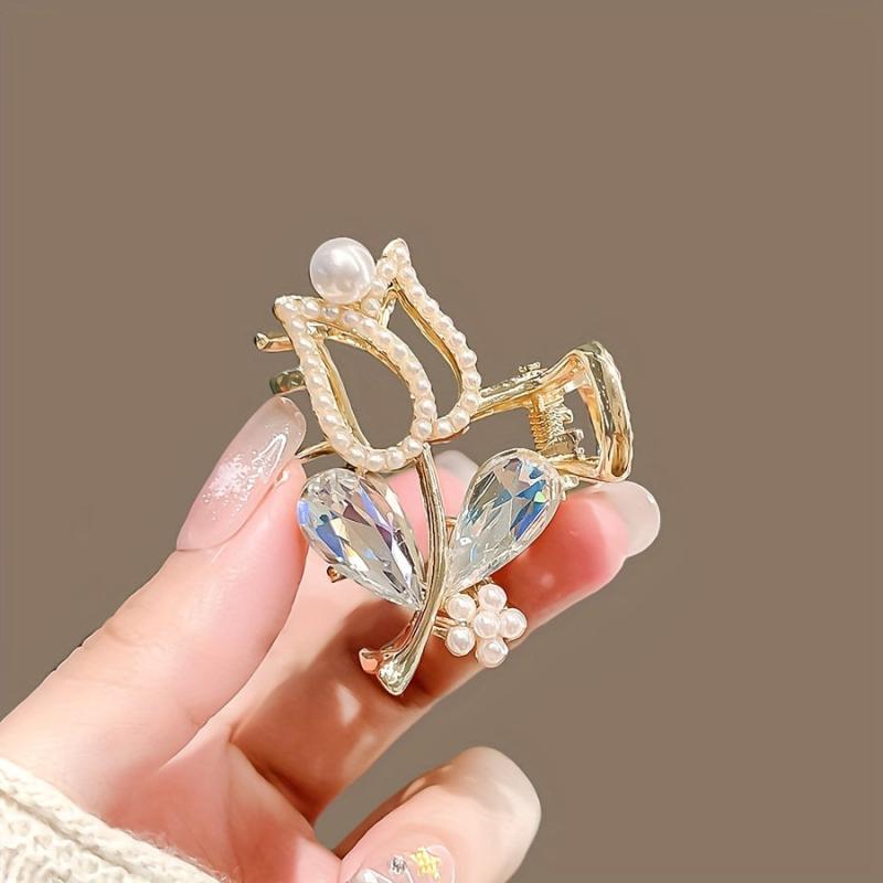 Small Rhinestone Flower Hair Clip Women Girls Daily Party Decor Gift Props