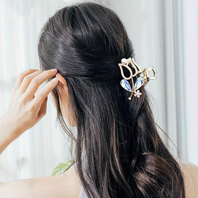 Small Rhinestone Flower Hair Clip Women Girls Daily Party Decor Gift Props