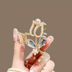 Small Rhinestone Flower Hair Clip Women Girls Daily Party Decor Gift Props