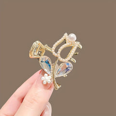 Small Rhinestone Flower Hair Clip Women Girls Daily Party Decor Gift Props