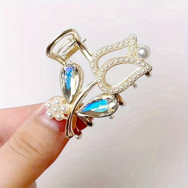 Small Rhinestone Flower Hair Clip Women Girls Daily Party Decor Gift Props