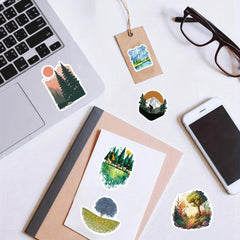 50pcs Forest Waterproof Stickers for DIY Computer Motorcycle Luggage