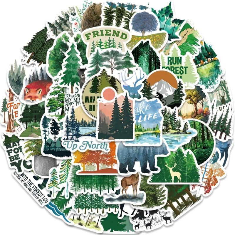 50pcs Forest Waterproof Stickers for DIY Computer Motorcycle Luggage