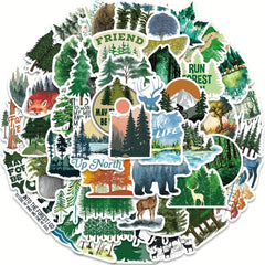 50pcs Forest Waterproof Stickers for DIY Computer Motorcycle Luggage
