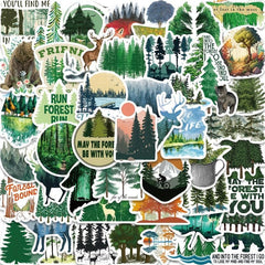 50pcs Forest Waterproof Stickers for DIY Computer Motorcycle Luggage