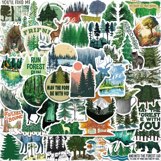 50pcs Forest Waterproof Stickers for DIY Computer Motorcycle Luggage