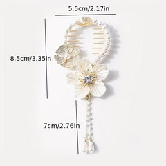 Camellia Tassel Head Ponytail Clip Hairpin