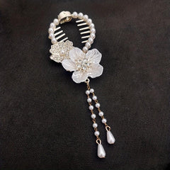 Camellia Tassel Head Ponytail Clip Hairpin