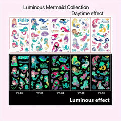 Luminous Mermaid Tattoo Stickers Waterproof Temporary Face Stickers