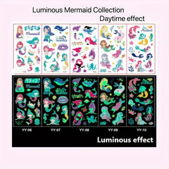 Luminous Mermaid Tattoo Stickers Waterproof Temporary Face Stickers