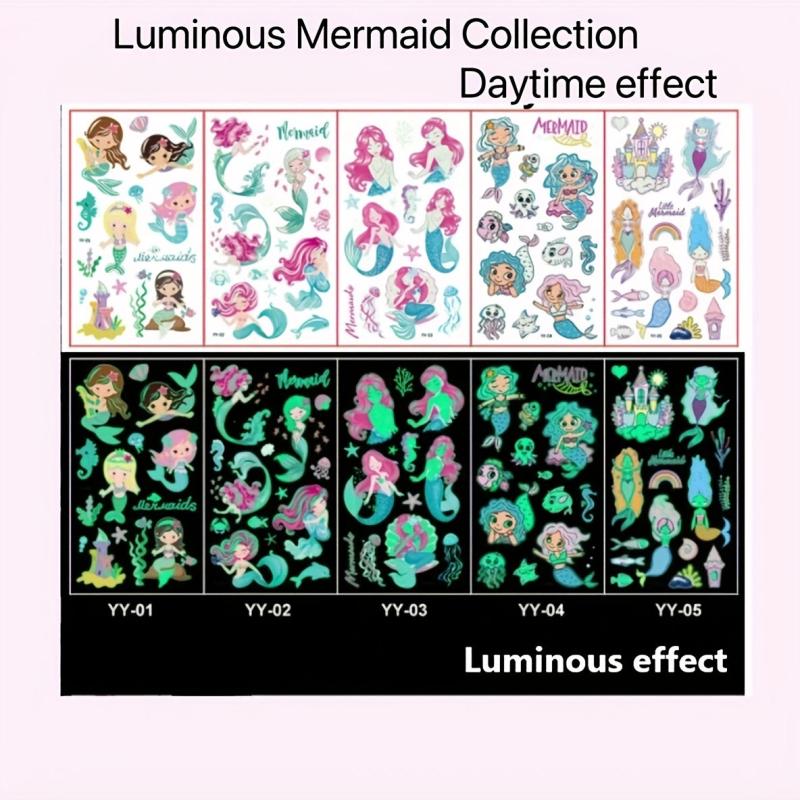 Luminous Mermaid Tattoo Stickers Waterproof Temporary Face Stickers