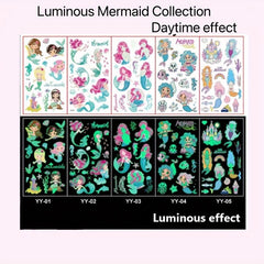 Luminous Mermaid Tattoo Stickers Waterproof Temporary Face Stickers