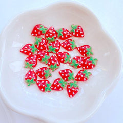 Resin Mini Strawberry Series Flat Back Ornaments for Jewelry Making