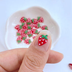 Resin Mini Strawberry Series Flat Back Ornaments for Jewelry Making