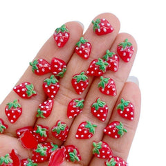 Resin Mini Strawberry Series Flat Back Ornaments for Jewelry Making