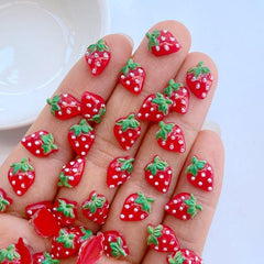 Resin Mini Strawberry Series Flat Back Ornaments for Jewelry Making