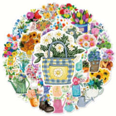 50 Flower Graffiti Stickers Waterproof Coffee Seals DIY Toys