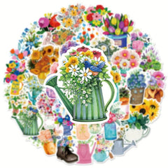 50 Flower Graffiti Stickers Waterproof Coffee Seals DIY Toys