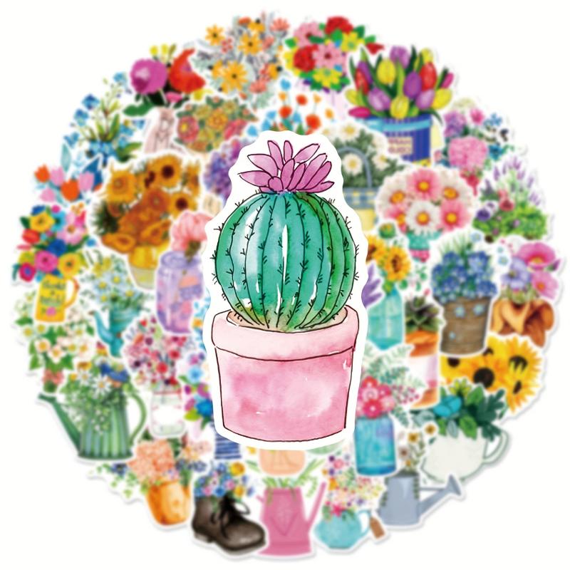 50 Flower Graffiti Stickers Waterproof Coffee Seals DIY Toys