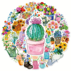 50 Flower Graffiti Stickers Waterproof Coffee Seals DIY Toys