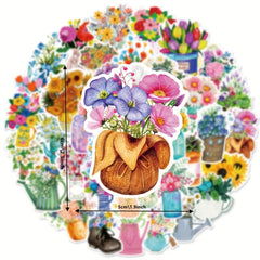 50 Flower Graffiti Stickers Waterproof Coffee Seals DIY Toys