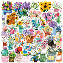 50 Flower Graffiti Stickers Waterproof Coffee Seals DIY Toys