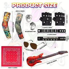 11pcs Punk Gothic Rocker Costume Set with Accessories