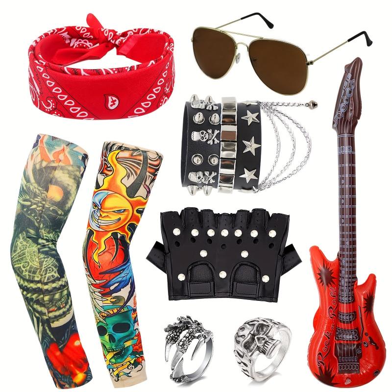 11pcs Punk Gothic Rocker Costume Set with Accessories