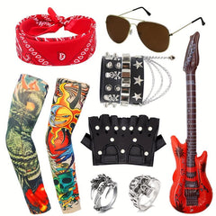 11pcs Punk Gothic Rocker Costume Set with Accessories