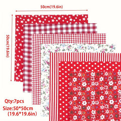 7pcs Cotton DIY Patchwork Quilted Fabric Bundle Handcraft