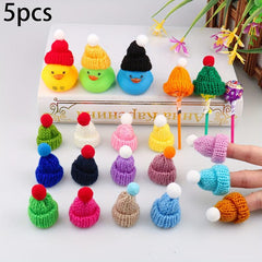 10pcs Mini Beanie Hats Finger Milk Tea Shop DIY Props Christmas Lollipop Caps