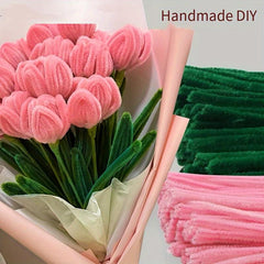 100pcs Twisted Candy colored Woolen Strips Velvet Flower Bouquet DIY Materials