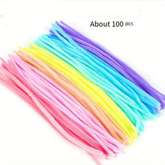 100pcs Twisted Candy colored Woolen Strips Velvet Flower Bouquet DIY Materials
